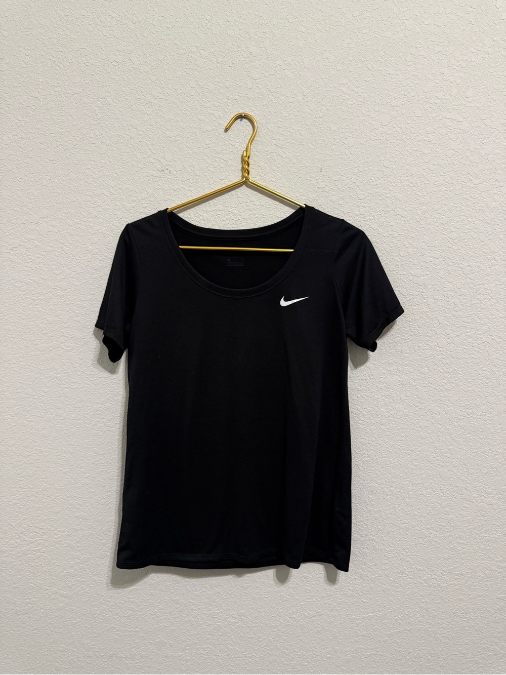 Nike Black Short-Sleeve Scoop Neck Tee with White Swoosh